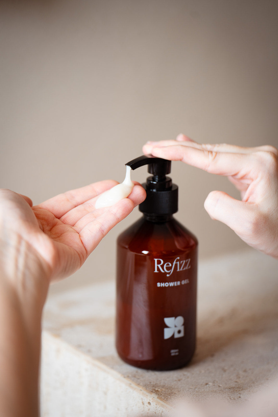 natural shower gel bottle